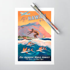 1947 Fly To Hawaii By Clipper Pan American Travel Poster Wrapping Paper