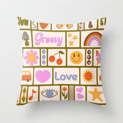 1970s Retro Pop Culture Icons Throw Pillow