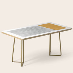 (White Background) Mid Century Modern Minimalist Rothko Inspired Color Field With Lines Geometric Style Coffee Table