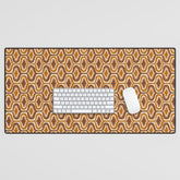 70s mod fabric repeat, orange and browns Desk Mat