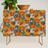 70s Retro Floral - Bold Credenza