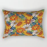 70s Retro Floral - Bold Rectangular Pillow