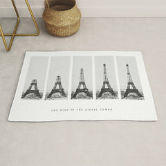1888-1889 The Rise of the Eiffel Tower Construction Sequence black and white photography Rug