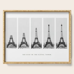 1888-1889 The Rise of the Eiffel Tower Construction Sequence black and white photography Serving Tray