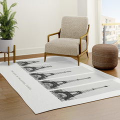 1888-1889 The Rise of the Eiffel Tower Construction Sequence black and white photography Rug