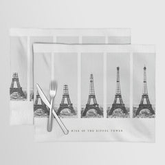 1888-1889 The Rise of the Eiffel Tower Construction Sequence black and white photography Placemat