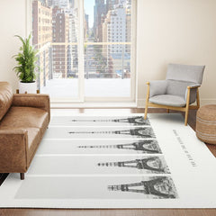 1888-1889 The Rise of the Eiffel Tower Construction Sequence black and white photography Rug