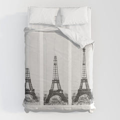 1888-1889 The Rise of the Eiffel Tower Construction Sequence black and white photography Comforter