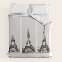 1888-1889 The Rise of the Eiffel Tower Construction Sequence black and white photography Duvet Cover