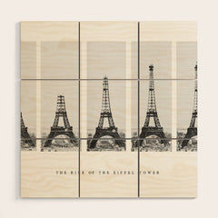 1888-1889 The Rise of the Eiffel Tower Construction Sequence black and white photography Wood Wall Art