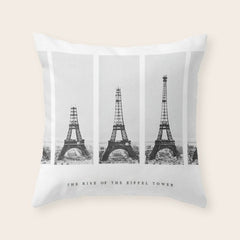 1888-1889 The Rise of the Eiffel Tower Construction Sequence black and white photography Throw Pillow