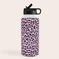 2000s leopard-black on palest pink Water Bottle