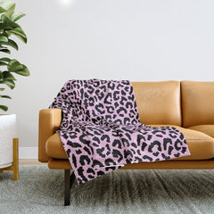 2000s leopard-black on palest pink Throw Blanket