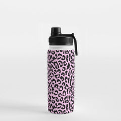 2000s leopard-black on palest pink Water Bottle