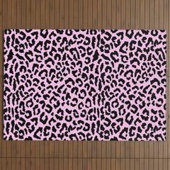 2000s leopard-black on palest pink Outdoor Rug