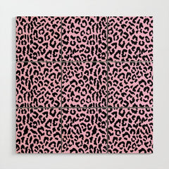 2000s leopard-black on palest pink Wood Wall Art