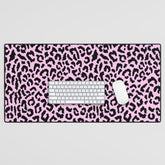 2000s leopard-black on palest pink Desk Mat