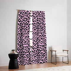 2000s leopard-black on palest pink Window Curtain