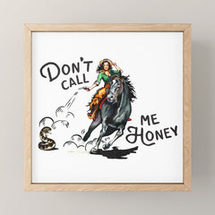"Don't Call Me Honey" Cowgirl On Horseback Shooting a Rattlesnake Mini Art Print