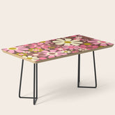 60s 70s Retro Floral Garden Cheerful Flower Pattern in Brown Pink Avocado Coffee Table