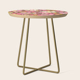 60s 70s Retro Floral Garden Cheerful Flower Pattern in Brown Pink Avocado Side Table