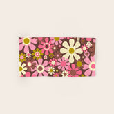 60s 70s Retro Floral Garden Cheerful Flower Pattern in Brown Pink Avocado Bath Towel
