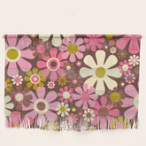 60s 70s Retro Floral Garden Cheerful Flower Pattern in Brown Pink Avocado Wall Hanging