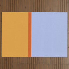 70s Summer Color Block Blue and Orange Outdoor Rug