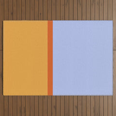 70s Summer Color Block Blue and Orange Outdoor Rug