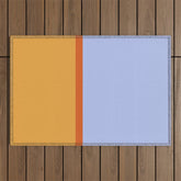 70s Summer Color Block Blue and Orange Outdoor Rug