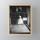 1891 Mark Twain playing billiards, pool black and white vintage photograph / photography Mini Art Print