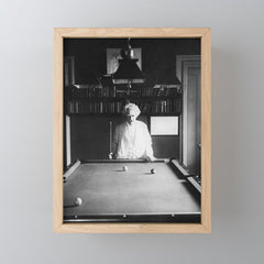 1891 Mark Twain playing billiards, pool black and white vintage photograph / photography Mini Art Print