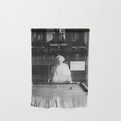 1891 Mark Twain playing billiards, pool black and white vintage photograph / photography Wall Hanging