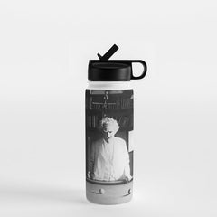 1891 Mark Twain playing billiards, pool black and white vintage photograph / photography Water Bottle