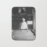 1891 Mark Twain playing billiards, pool black and white vintage photograph / photography Bath Mat