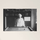 1891 Mark Twain playing billiards, pool black and white vintage photograph / photography Welcome Mat