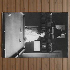 1891 Mark Twain playing billiards, pool black and white vintage photograph / photography Outdoor Rug