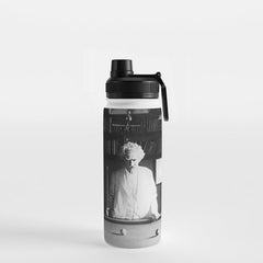 1891 Mark Twain playing billiards, pool black and white vintage photograph / photography Water Bottle
