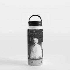 1891 Mark Twain playing billiards, pool black and white vintage photograph / photography Water Bottle