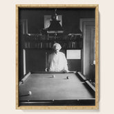 1891 Mark Twain playing billiards, pool black and white vintage photograph / photography Serving Tray