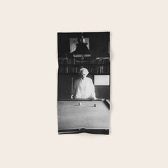 1891 Mark Twain playing billiards, pool black and white vintage photograph / photography Bath Towel