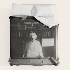 1891 Mark Twain playing billiards, pool black and white vintage photograph / photography Duvet Cover