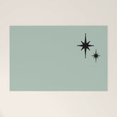 1950s Atomic Age Minimalist Starburst Pair in Black and 50s Celadon Teal Solid Welcome Mat