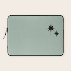 1950s Atomic Age Minimalist Starburst Pair in Black and 50s Celadon Teal Solid Laptop Sleeve