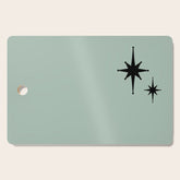 1950s Atomic Age Minimalist Starburst Pair in Black and 50s Celadon Teal Solid Cutting Board