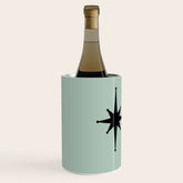 1950s Atomic Age Minimalist Starburst Pair in Black and 50s Celadon Teal Solid Wine Chiller