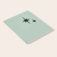 1950s Atomic Age Minimalist Starburst Pair in Black and 50s Celadon Teal Solid Notebook