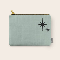 1950s Atomic Age Minimalist Starburst Pair in Black and 50s Celadon Teal Solid Carry All Pouch