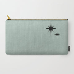 1950s Atomic Age Minimalist Starburst Pair in Black and 50s Celadon Teal Solid Carry All Pouch