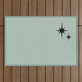 1950s Atomic Age Minimalist Starburst Pair in Black and 50s Celadon Teal Solid Outdoor Rug